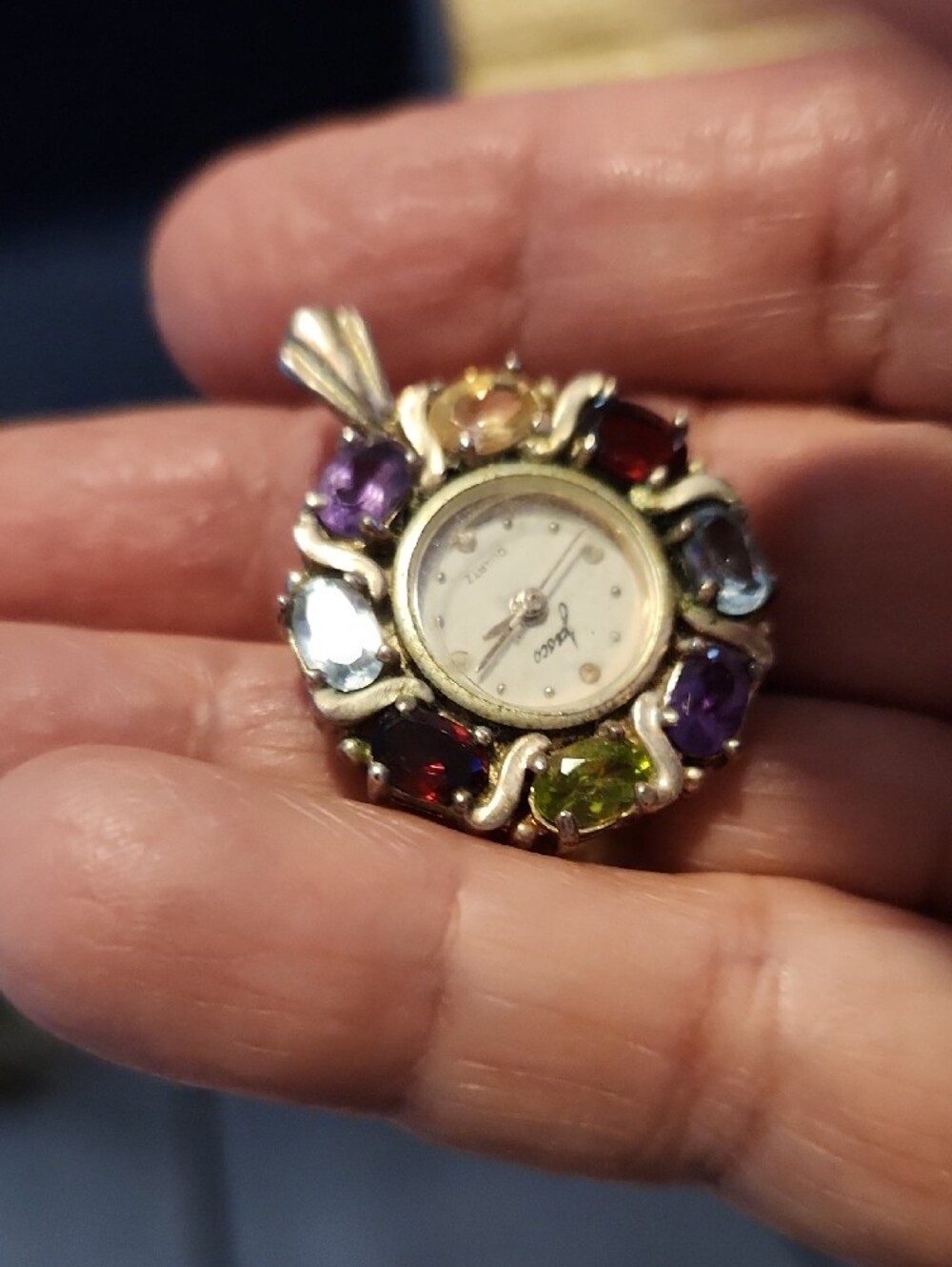Jasco Multicolor Crystal Pendant Watch - Gold Tone - Picture 3 of 5